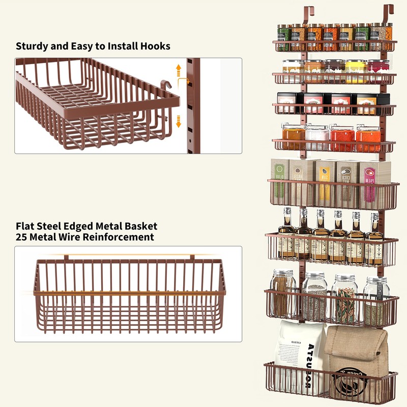 Moforoco Over The Door Pantry Organizer, Pantry Door Organizer Shelves,