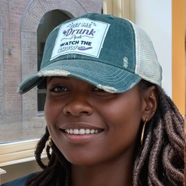 Popfizzy Funny Vintage Drinking Trucker Hats for Drinkers, Adult Humor Caps, Distressed Baseball Cap (Get Me Drunk)