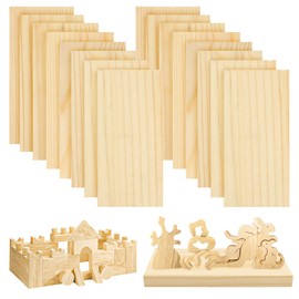 DOITEM 16 Pieces 10cm Pine Wood Rectangle Craft Sculpting Leaf Wood Engraved Home Decor