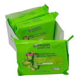 Garnier Skin Active Lot of 3 Refreshing Remover Cleansing Towelettes 25 Ct