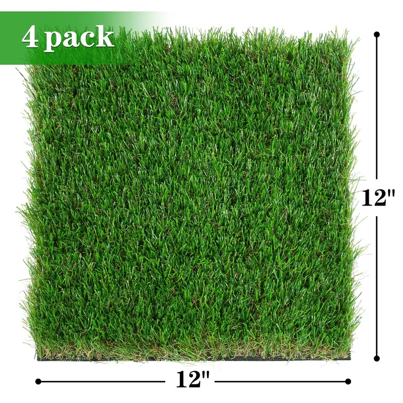 GLOBREEN Easter Thick Artificial Grass Squares Mat, 12" x 12"