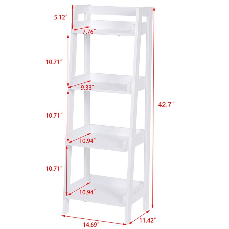 UTEX 4-Tier Ladder Shelf, Bathroom Shelf Freestanding, 4-Shelf Spacesaver Open