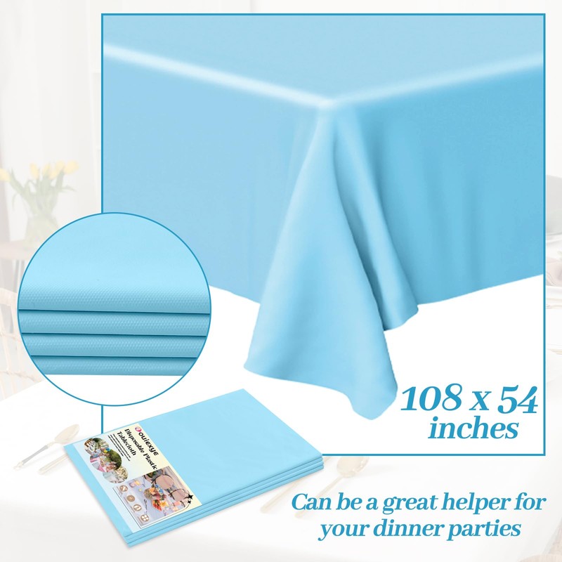 Bouiexye Pack of 4 Disposable Tablecloths, 137 x 274 cm,