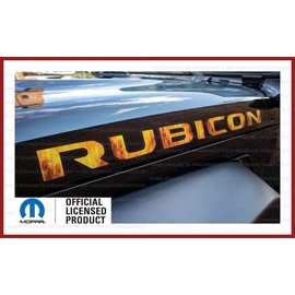 Decal Mods Rubicon Hood Graphic Decals Stickers fits Jeep Wrangler & Gladiator JL/JT Rubicon (2018-2024) Flame Fire Black Outline (Set of 2) FJ2F6