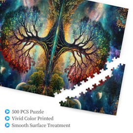 Tree of Life Puzzle 500 Piece,Colorful Tree of Life Puzzle,Colorful Starry Night Tree Jigsaw Puzzle，Beautiful Galaxy Nature Landscape Jigsaw Puzzles，for Adults Toys Gift Family Decoration