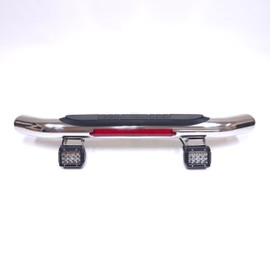 LEDIN 36" L x 3" H Towing Hitch Step Bar 2" Receiver Chrome Universal with Red LED Brake Stop Light Bar 2x Spot Light Rear Bumper Guard Anti Slip Pad Universal Truck RV Trailer