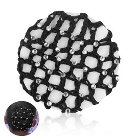 Hair Net Bun Hair Net Riding Tournament Hairstyle Fixing Black Bun Net with Crystal, Fabric Knot Net Hair Net Riding for Girls and Women Sports Gymnastics Ballet, Riding, Nurses etc