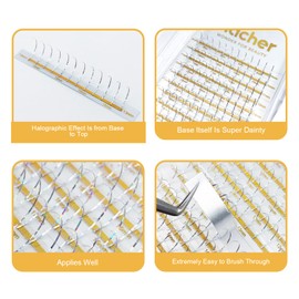 HAICHER Colored Lash Extensions CC Curl 9-18mm Mixed Lash Trays, Holographic Lash Tinsel for Eyelash Extension (Silver, Spike)