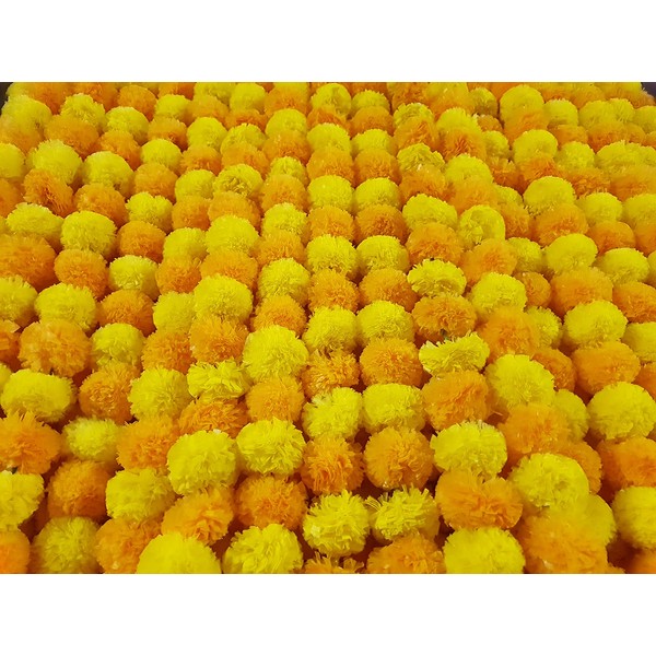 Decoration Craft Pack of 5 Artificial Yellow & Orange Marigold Flower Garlands 5 Feet Long, for Parties, Indian Weddings, Indian Theme Decorations, Home Decoration, Photo Prop, Diwali, Indian Festival