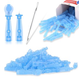 KSJEHW 100 Stücke Mitesser-Makel-Entferner, ABS-blaues Werkzeug, Komedonenentfernung, Whitehead-Mitesser-Entferner-Set, Pickel-Popper-Nadel-Entferner-Werkzeuge für den Schönheitssalon zu Hause