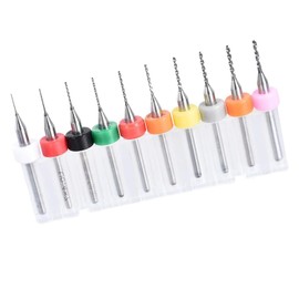 TOP-VIGOR 10Pcs 0.1mm Micro Drill Bit, 1/8 Inch Shank PCB Carbide CNC Print Circuit Board Tungsten Twist Tool Router Bits Shank for Rough Stone Jewelry Punching Engraving