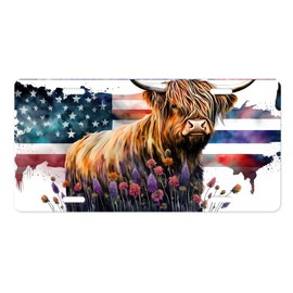 Vanity Aluminum Front License Plate (American Highland Cow)