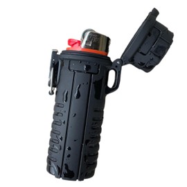 JSSELLER Waterproof Lighter Case Fits BIC Standard Full Size in J6 - Multipurpose Outdoor Lighter Pouch Holder for Camping, Survival, Hiking, and EDC,Floating Protective Cover Sleeve in Black