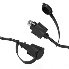 Beszin Cat.6 (SFTP) Industrial Outdoor Shielded Patch Cable with Dust Cap Waterproof Protector Black (3FT, 1-Piece)