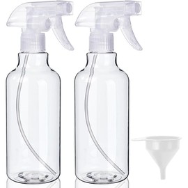 Plastic Spray Bottles (2-Pack, 16.9 Oz) Heavy Duty Spraying, Mist & Stream, Empty Water Sprayer Bottle for Cleaning Solutions, Essential Oils, Hair, Plants, BBQ, Dog Cat Behavior Correction (Clear)