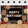 Birthday Queen Backdrop Woman Girl Leopard Black Gold Balloons Red