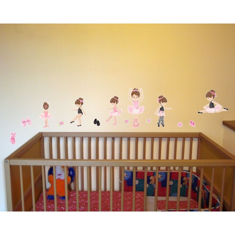Samunshi® 14-Piece Pink Ballerina Girl Wall Sticker Set Pink Nursery
