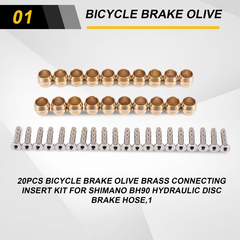 xelea 20Pcs Bicycle Brake Olive Brass Connecting Insert Kit for