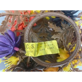 R and R Imports Pair of Vintage  Autumn Fall Thanksgiving Candle Ring Wreath 6” Wide Hong Kong