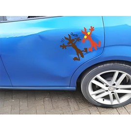 Pack of 2 Reflective Dent Fix Car Decal 9.8" 5.9" Inches - Cartoon Coyote Splat Hitting for Car or Truck Vehicle Window - Cool Decals Automotive - Vinyls Stickers for Windows Cars - Coyotes Sticker