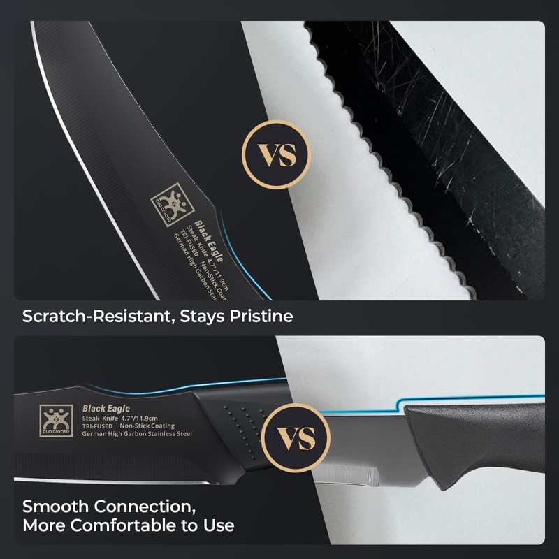 CuoCreate Steak Knives Set of 6, 4.7 Inch Dishwasher Safe