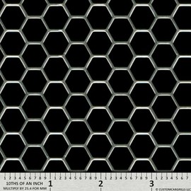 customcargrills 16"x48" Perforated Hexagon XXL Grill Mesh Sheet - Silver - Shipped Flat, 0.45 inch hexagon hole opening, 0.065" thick raw Aluminum, Made in USA