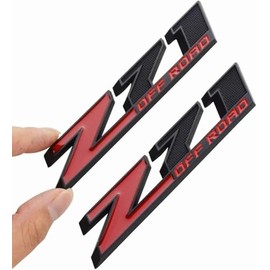 Aimoll 2pcs Z71 Off Emblems with Strong Tape Decal Emblems Badge for GMC Chevy Silverado Sierra Suburban (Black Red)