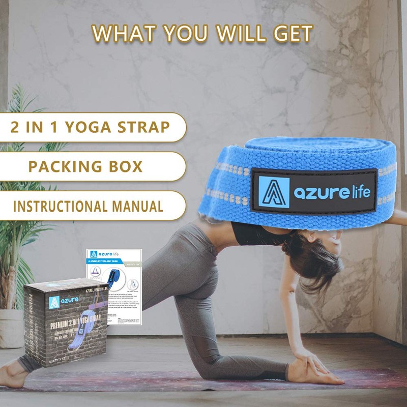 A AZURELIFE Premium2 in 1 Yoga Mat Strap, Adjustable Anti-slip