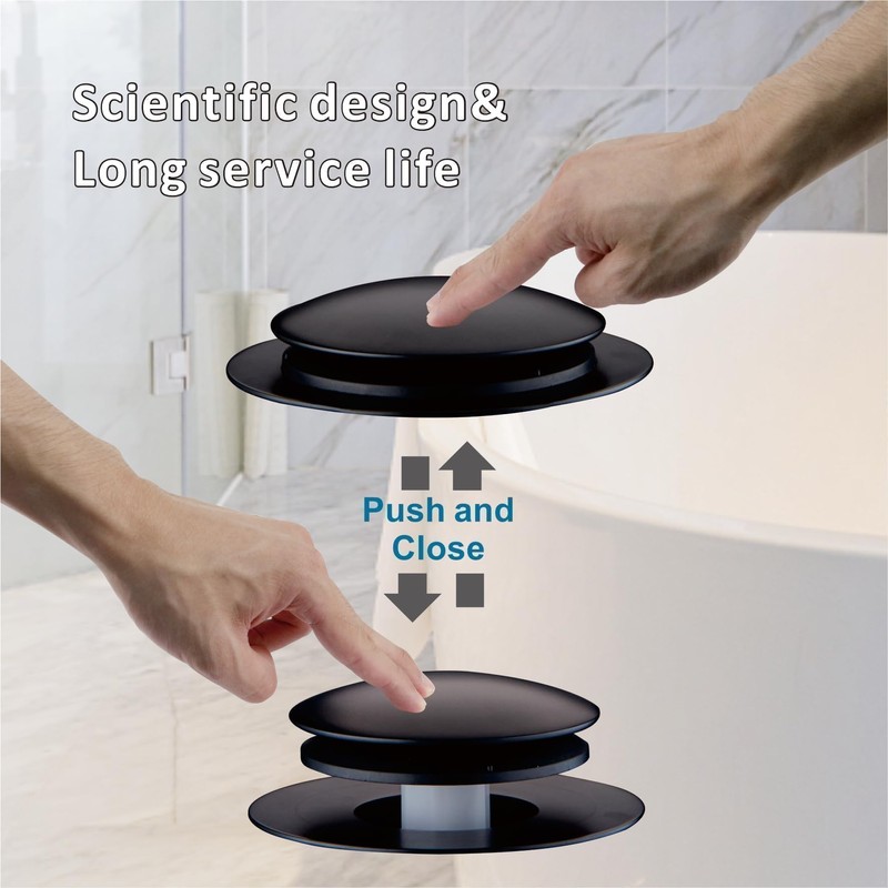 Black Tub Drain Stopper,Welsan Universal Pop Up Bathtub Stopper Replacement