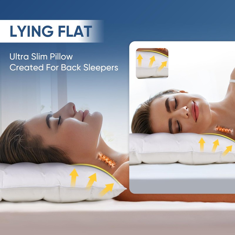 MINUPWELL Ultra Flat Pillows for Sleeping Thin, 7D High Support