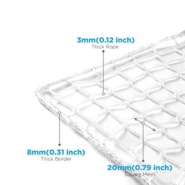 Practice Golf Nets - Ideal for Golf, Hockey, Baseball - Sports Netting, Impact Equipment - Perfect for Backyard Driving, Chipping, Hitting, Pitching Simulators (White, 12x12 Feet)