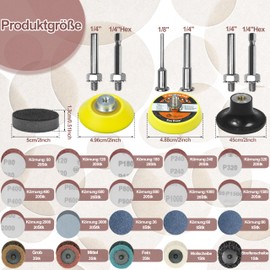 279pcs 50mm Sanding Disc Pad Set with 1/8" and 1/4" Shank Backing Plate, Assorted Sanding Pads Include 36-3000 Grit for Removing Burr, Rust and Paint