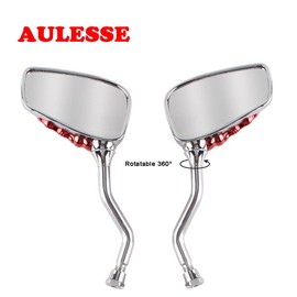 AULESSE 1 Pair Left Right Universal Motorcycle Scooter Chrome Skull Hands Claw Side Rear View Mirrors for Motorcycles, E-Bikes with 8mm or 10mm Screws (Red)