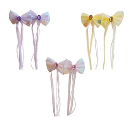 ZXUY Barrettes Hair Clips with Long Silky Satin Ribbon for Women Girls Hair Styling Extensions Clips Accessories Fashion Big Bow Hair Clips Hair Bands (3Pcs Colors)