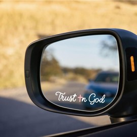 Zephyraxis 3PCS Trust in God Rearview Mirror Sticker, God is Greater Than The Highs and lows Vinyl Rear View car Mirror Decal for Women, Men,Christian Jesus Cross Car Accessories (White)
