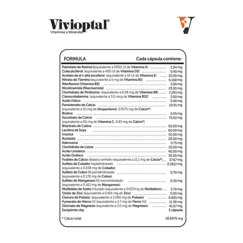 Vivioptal Vitaminas y Minerales 105 cápsulas