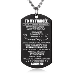 ZJFHTD To My Fiance Fiancee Dog Tag Necklace Future Husband Wife Boyfriend Girlfriend Valentine Gift