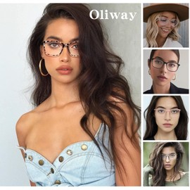 Oilway Blue-Light Blocking Glasses for Women Men - 3Pack Computer Reading/Gaming/TV/Phones Glasses Anti Eyestrain & UV Glare (A5 Black + Douhua + Pink)