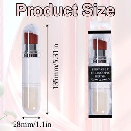 2 in 1 Powder Makeup Brush Dual-Ended Foundation Brush Retractable Blush Brush Protable Powder Brush for Cream Liquid Concealer (White)