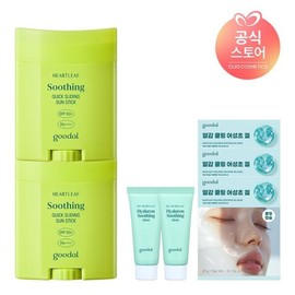 Goodal 어성초 진정 퀵 슬라이딩 선스틱 22g x2 사은어성초수딩겔마스크3매+어성초수딩크림10ml2 Ojeongcho Calming Quick Sliding Sunscreen Stick 22g x2 + Ojeongcho Soothing Gel Mask 3 Sheets + Ojeongcho Soothing Cream 10ml x2