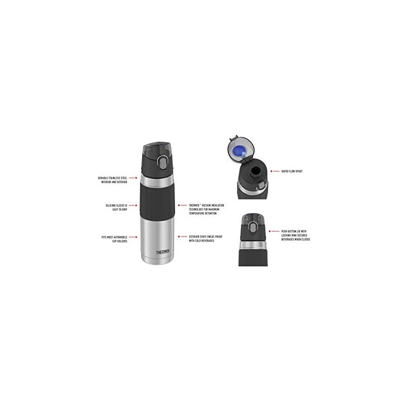 Thermos Stainless Steel Vacuum Insulated Hydration Bottle, 530ml, Stainless Steel,