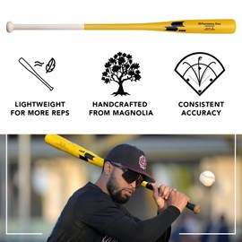 SSK Z9 Professional Edge Comp Coaches Wood Fungo Bat 33" 35" 37" - Baseball & Softball – 22+ Colors - 60 Day Warranty (33", Natural/Black/Orange)