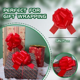 12 Pcs 6 Inch Red Pull Bows, Perfect for Gift Wrapping, Gift Wrapping Baskets Wedding Christmas Party Decorations, Crafts – Quality Pull Bows for Gifts and Decorations