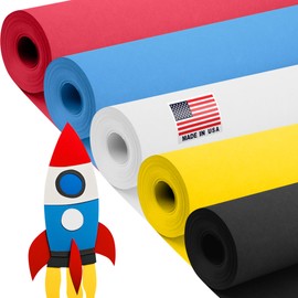 Paclord 24" x 1200" (100 ft) Outer Space-Themed Kraft Paper Set, 45 Lbs - Black, Dark Blue, Yellow, White, Red Kraft Paper - Made in USA Colored Paper for Crafts, Appliques for Kids, DIY, Origami