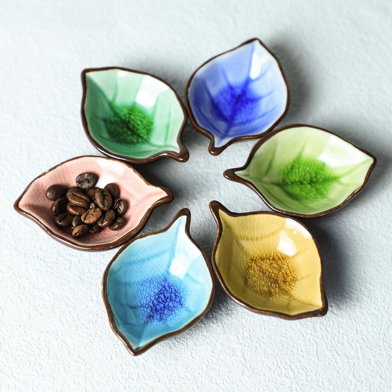 Colias Wing Colorful Leaf Shape Design Multipurpose Porcelain Side Dish