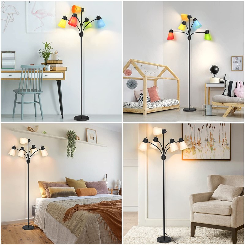 FOLKSMATE LED Floor Lamp, Medusa Multi Head Modern Tall, Rustic