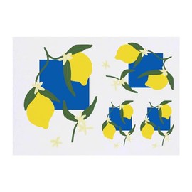 4 x 'Lemons And Leaves' Temporary Tattoos - Water Resistant, Skin-Safe, Non-Toxic Transfers, Mixed Sizes (TO00073148)