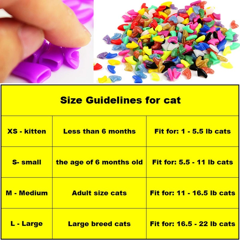 VICTHY 140pcs (14 Colors) Cat Nail Caps, Cat Claw Covers