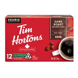 Tim Hortons Dark Roast Coffee, Single Serve Keurig K-Cup Pods, 12 Count