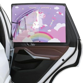 LUKIUP Pack of 1/2 Sun Protection Car Baby, 68 x 50 cm, Double Layer Magnetic Unicorn Sun Protection, Car Curtain, Children, Curtain Magnetic for UV Protection, Heat Protection, Children, Side Window,